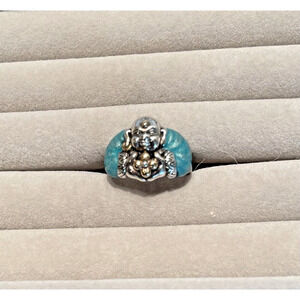 Bixby Sterling/18k/Enamel Buddha Ring Size 8.5